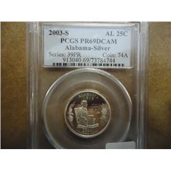 2003-S SILVER ALABAMA QUARTER PCGS PR69 DCAM