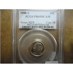 1990-S ROOSEVELT DIME PCGS PR69 DCAM