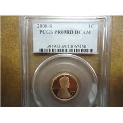 2008-S LINCOLN CENT PCGS PR69RD DCAM