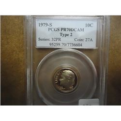 1979-S TYPE 2 ROOSEVELT DIME PCGS PR70 DCAM