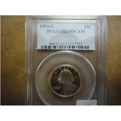 1993-S WASHINGTON QUARTER PCGS PR69 DCAM