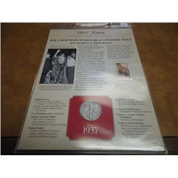 1937 WALKING LIBERTY HALF DOLLAR & STAMP SET