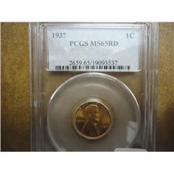 1937 LINCOLN CENT PCGS MS65RD