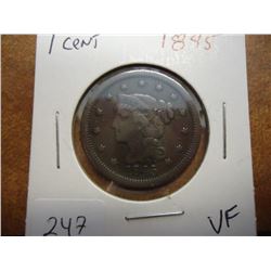 1845 US LARGE CENT VERY FINE