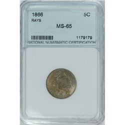 1866 US 5-Cent Rays