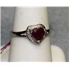 Image 2 : Ladys Very Fancy 18 kt White Gold over Sterling Silver "Heart Shape" Pigeon Blood Ruby & Diamond Rin