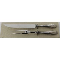 2 pc. meat carving set with silver plated handles