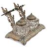 Image 3 : Original desk top double inkwell with glass