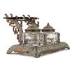 Image 4 : Original desk top double inkwell with glass