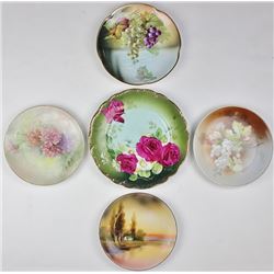 Collection of 5 hand painted plates.