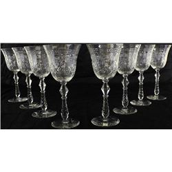 Fine set of 8 stemware glasses with hand cut