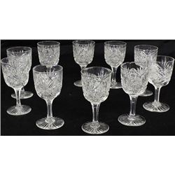 Set of 10 cut glass stemware.