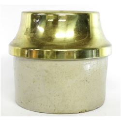 Large brass and stoneware spittoon,