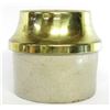 Image 1 : Large brass and stoneware spittoon,