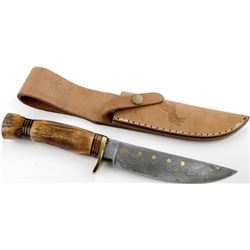 Colt hunting knife with damascus blade, 6" blade