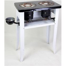 White metal 2 burner gas stove.