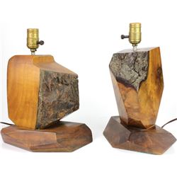 Pair of Vintage walnut table lamps
