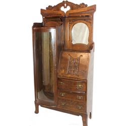 Oak secretary with drop front desk over 3