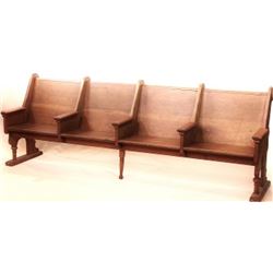 Good early pine railroad depot bench