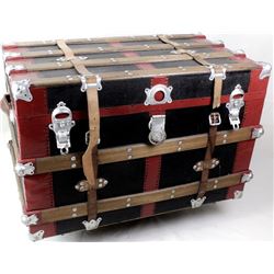 Large flat top travel trunk