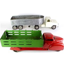 Collection of 2 Vintage tin toy trucks