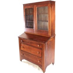 Combination mahogany bookcase desk cabinet