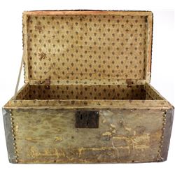 19th C. cowhide covered trunk