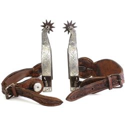 Pair unmarked double mount spurs