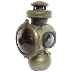 Gas lamp for buggy or car with original red lens,