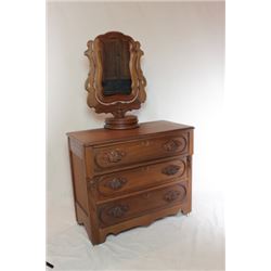 C. 1870's walnut dresser with 3 drawers