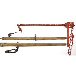 Collection of 3 antique fence stretchers.