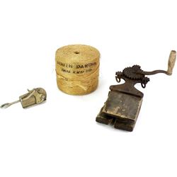 Collection of 3 includes antique rope maker,