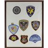 Image 1 : Framed collection of 8 law enforcement patches