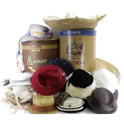 Large collection of Vintage hats and boxes.