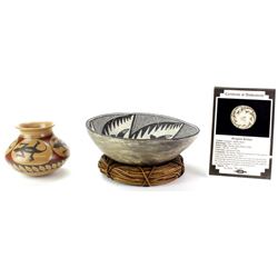 Collection of 2 pots includes a Mimbres black