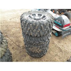 (4) 27" tires on rims tires have plugs in them