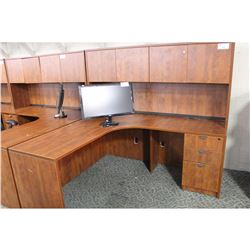 AUTUMN MAPLE 6' CORNER COMPUTER DESK WITH HUTCH