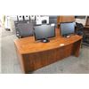 Image 2 : AUTUMN MAPLE BOW FRONT L SHAPED  EXECUTIVE DESK