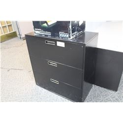 BLACK 3 DRAWER LATERAL FILE CABINET