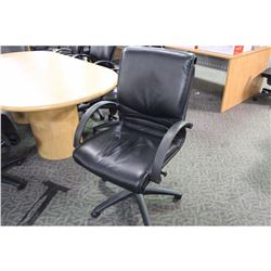 BLACK LEATHER EURO MID BACK EXECUTIVE CHAIR