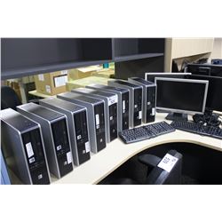 LOT OF 8 HP DUO CORE COMPUTERS, 3 LC MONITORS AND MISC.