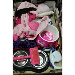 DOG LOVER'S BOX INCLUDING COATS, BOWLS,