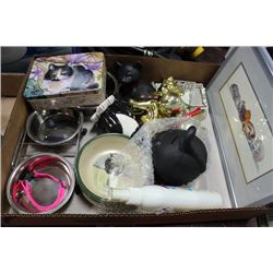 CAT LOVER'S BOX INCLUDING COLLARS, BOWLS,