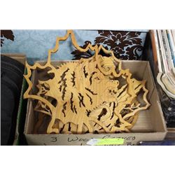 FLAT OF WOOD ART: LOON, WOLF AND A BEAR