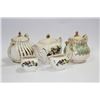 Image 1 : THREE ENGLISH TEA POTS WITH SUGAR/CREAMER