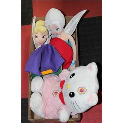 BOX W/ HELLO KITTY AND WALT DISNEY CHARCTER TOYS W