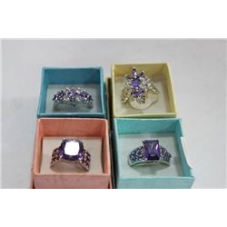 NEW LADIES LAB AMETHYST RING X 4
