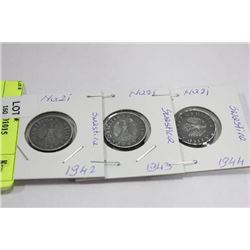 THREE NAZI COINS, 1942,43, 44