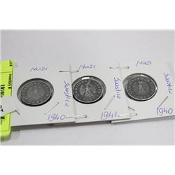 THREE NAZI COINS 1940, 41, 40