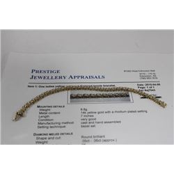 14K YELLOW GOLD & DIAMOND LADIES TENNIS BRACELET